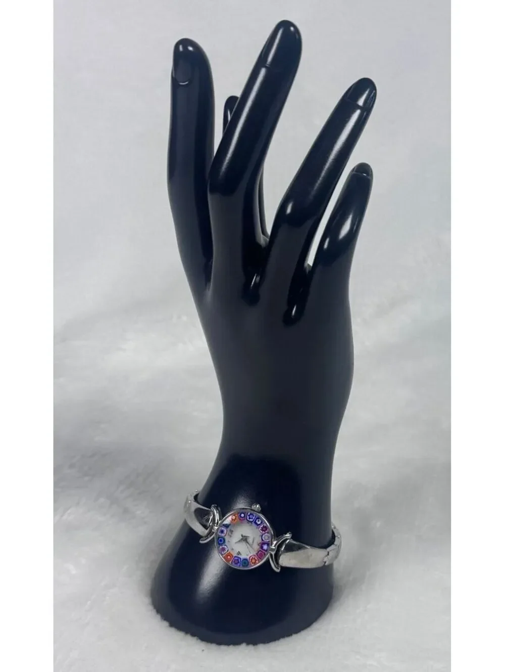 Women's Murano Glass Style Watch Quartz Millefiori Silver Tone Avon Works